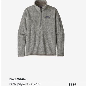 Patagonia Better Sweater 1/4 Zip Birch White